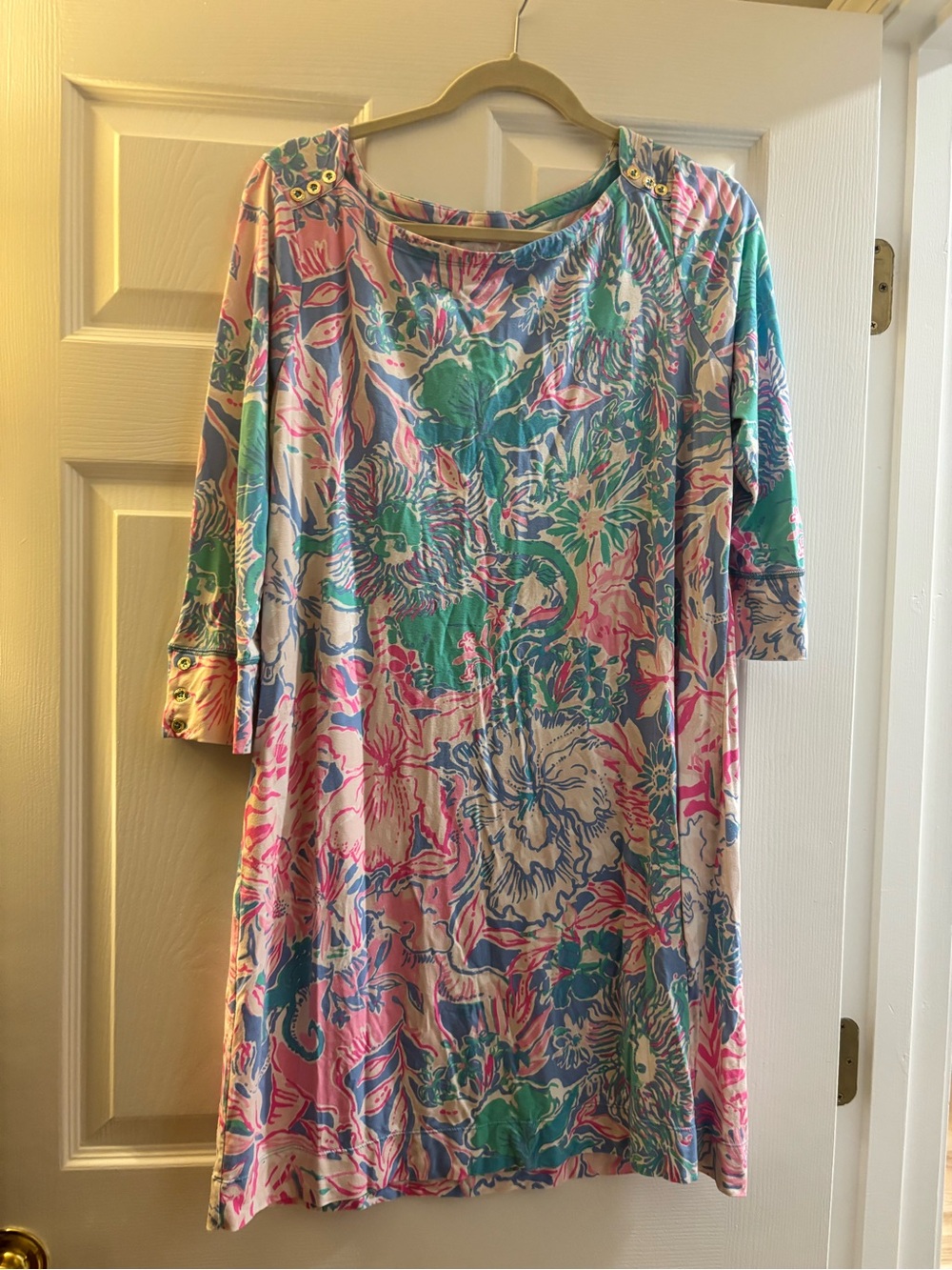 Lilly Pulitzer Multicolor Floral Midi Dress in Pink, Green & Blue
